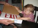 Sylvan loves the exit sign