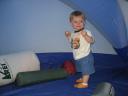 Sylvan playing in the tent
