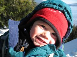 Sylvan, bundled up at Odell Lake