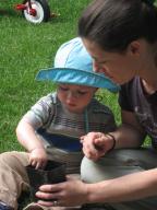 Sylvan and Mommy plant Grampa Dick's heirloom beans