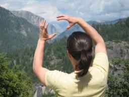 Julie holding Half Dome