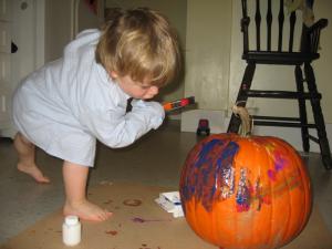 Painting a pumpkin