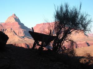 Wheelbarrow with Vishnu Point behind