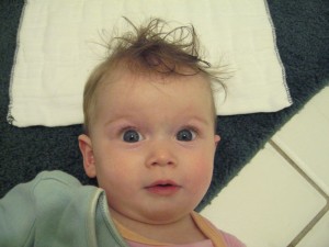 "Power hair," as Sylvan calls it. Maybe Gramma Diana said something about static electricity?