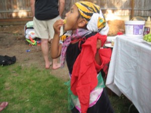 The photo I asked for - Tejana in scarves.